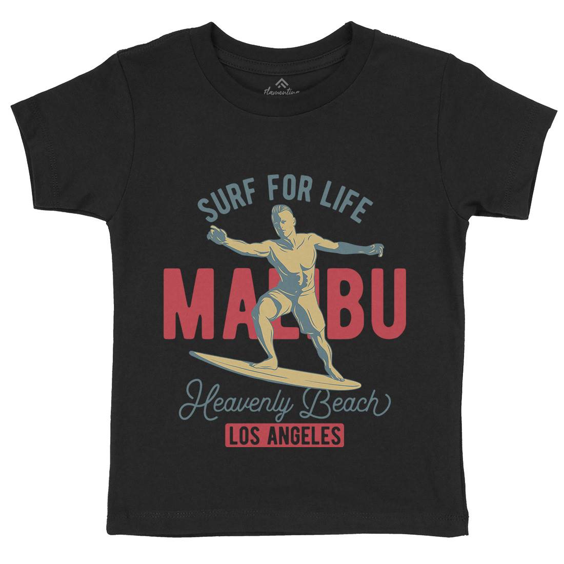 Malibu Surfing Kids Organic Crew Neck T-Shirt Surf B350