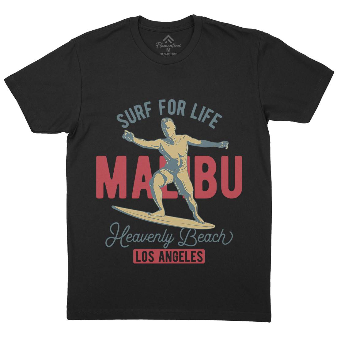 Malibu Surfing Mens Crew Neck T-Shirt Surf B350