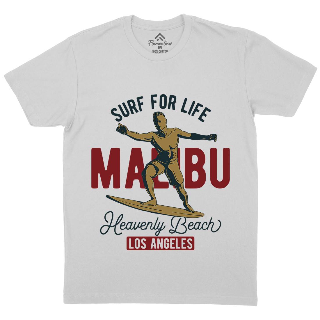 Malibu Surfing Mens Crew Neck T-Shirt Surf B350