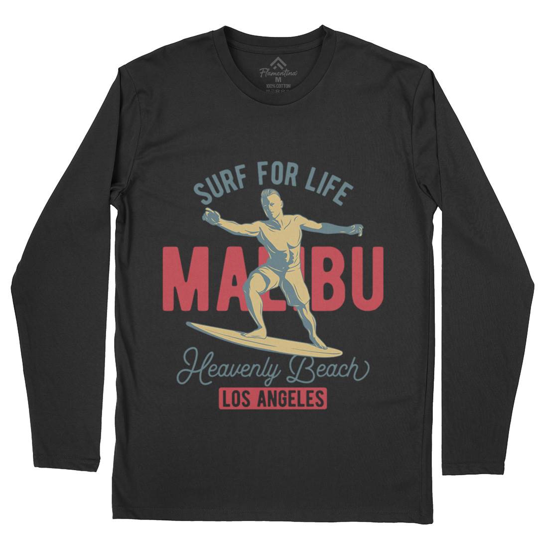Malibu Surfing Mens Long Sleeve T-Shirt Surf B350
