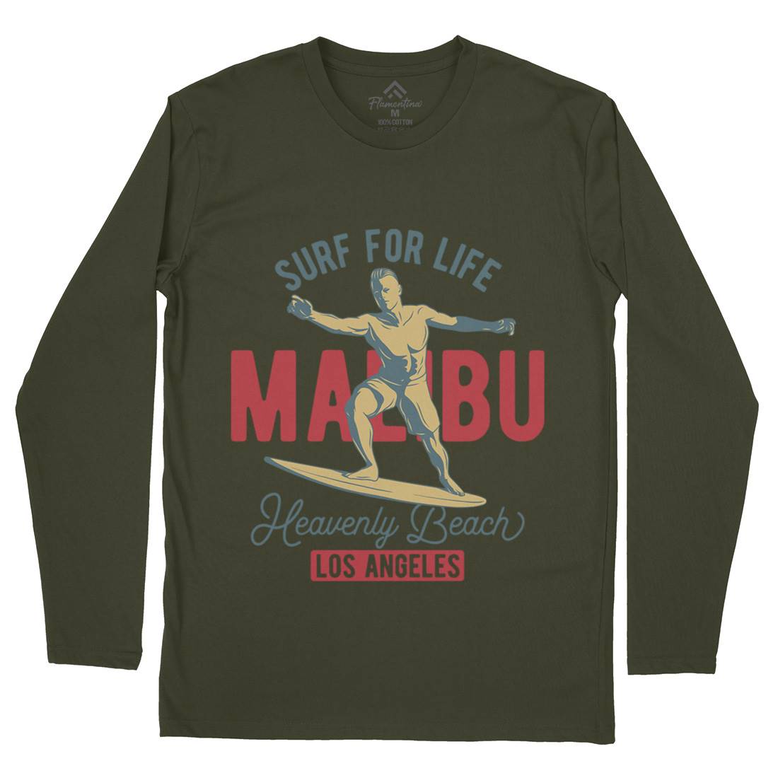Malibu Surfing Mens Long Sleeve T-Shirt Surf B350