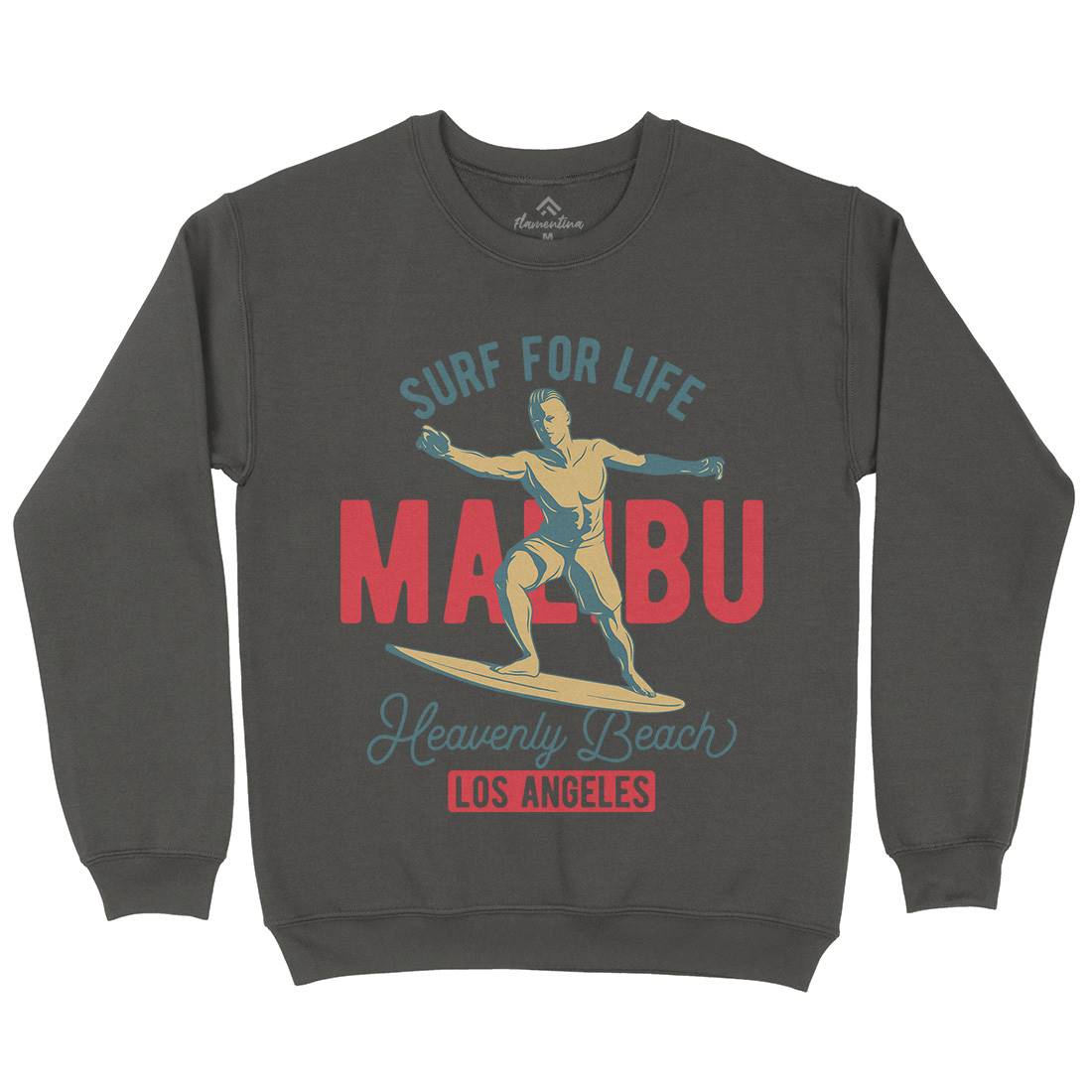 Malibu Surfing Mens Crew Neck Sweatshirt Surf B350
