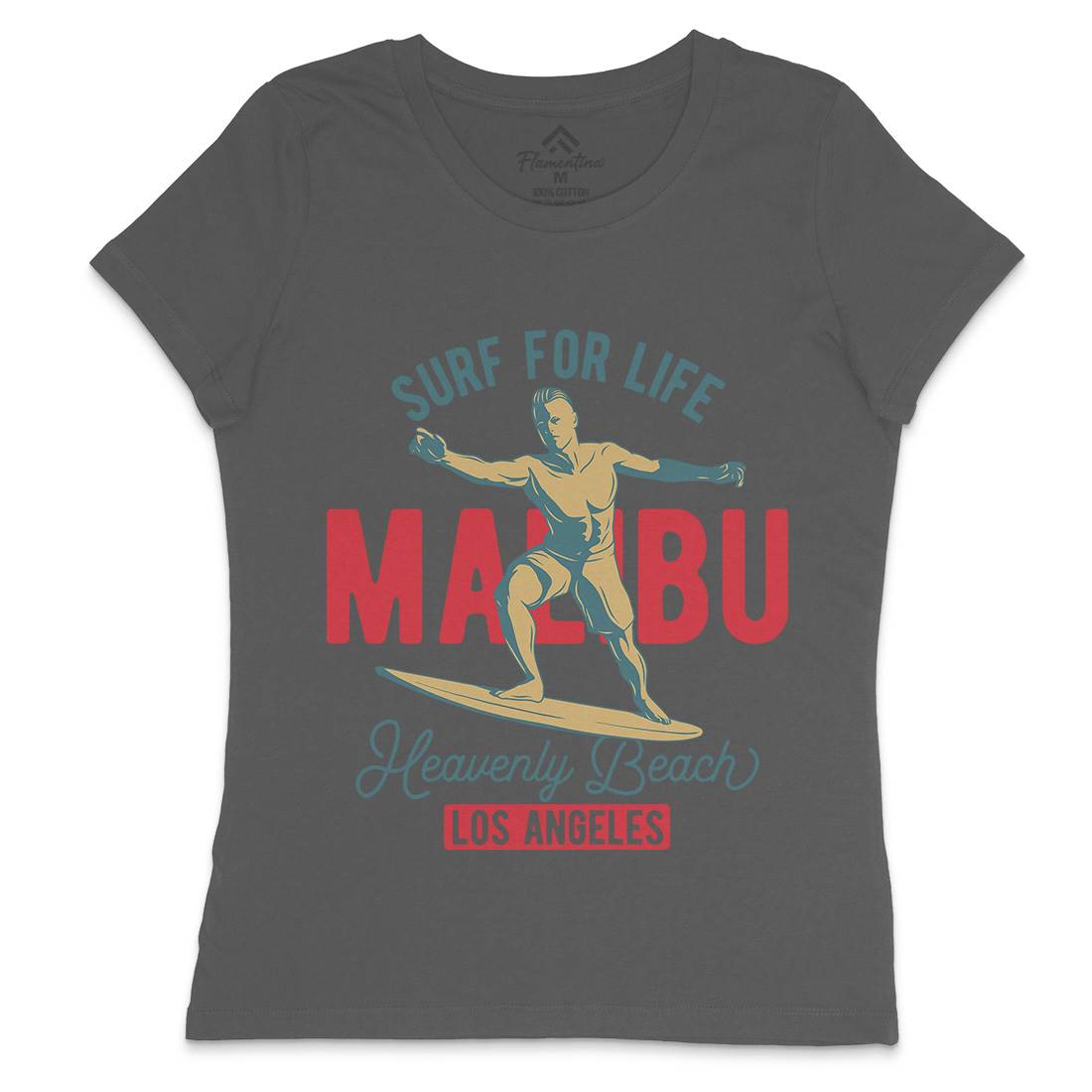 Malibu Surfing Womens Crew Neck T-Shirt Surf B350