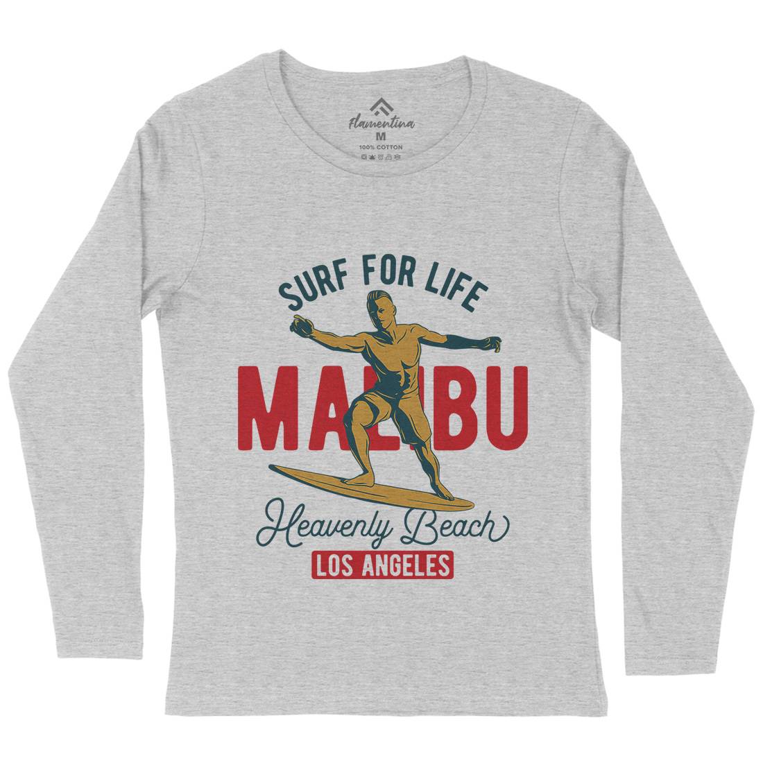 Malibu Surfing Womens Long Sleeve T-Shirt Surf B350