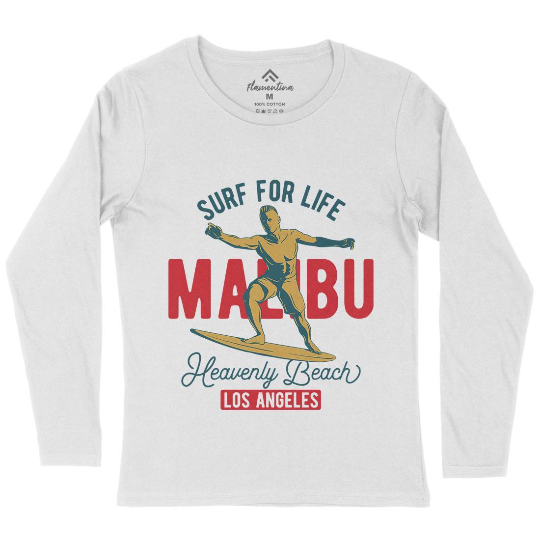 Malibu Surfing Womens Long Sleeve T-Shirt Surf B350