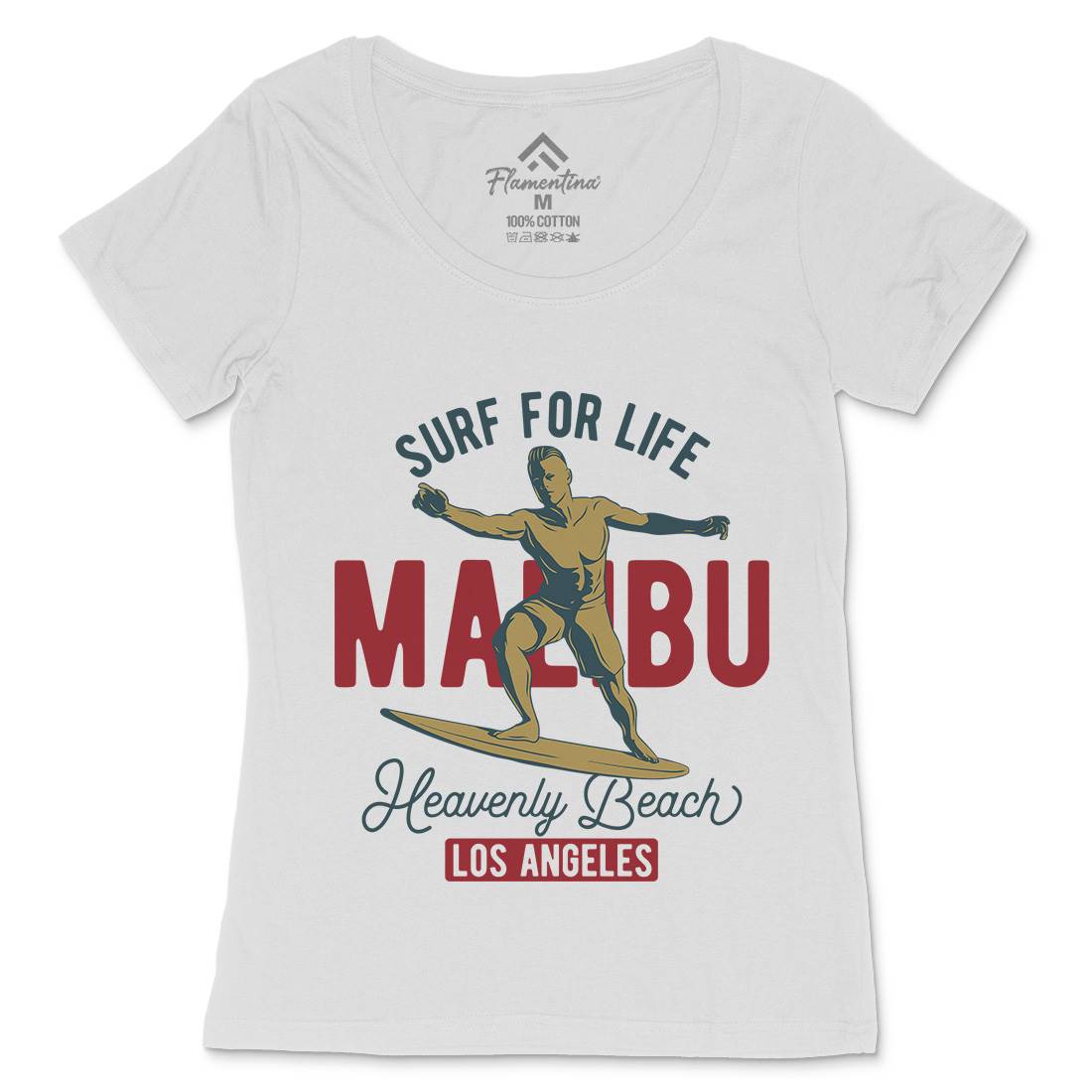 Malibu Surfing Womens Scoop Neck T-Shirt Surf B350