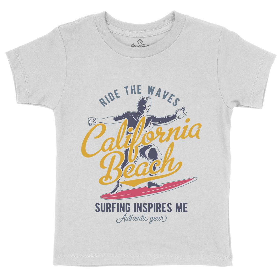 California Surfing Kids Organic Crew Neck T-Shirt Surf B351