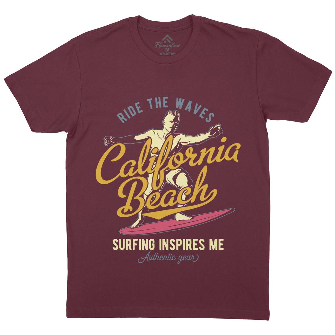 California Surfing Mens Crew Neck T-Shirt Surf B351