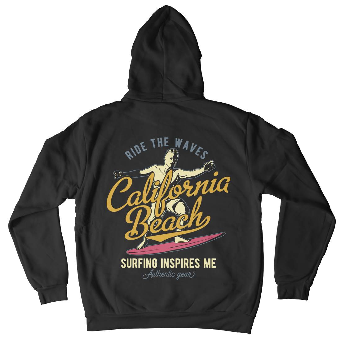 California Surfing Mens Hoodie With Pocket Surf B351