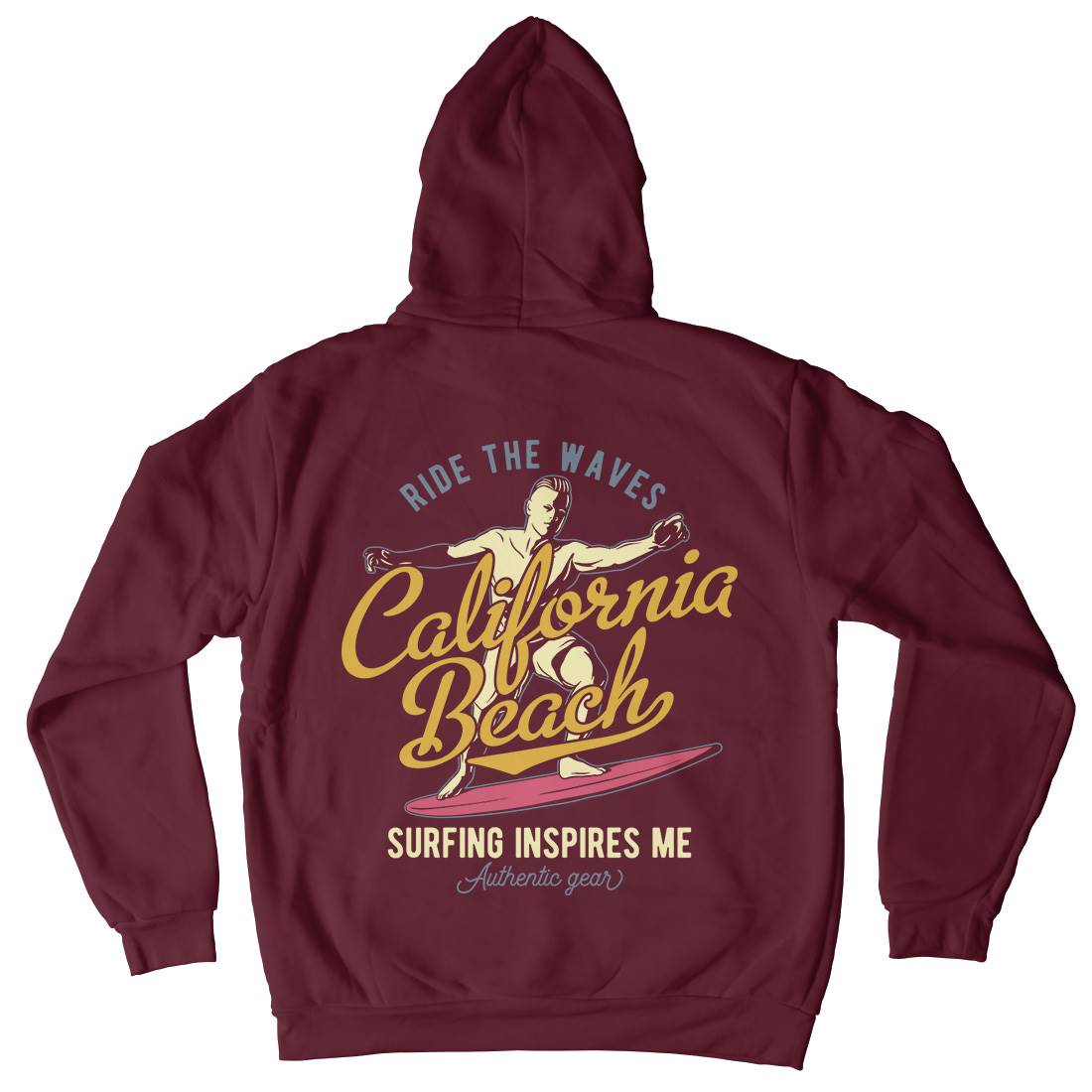 California Surfing Mens Hoodie With Pocket Surf B351