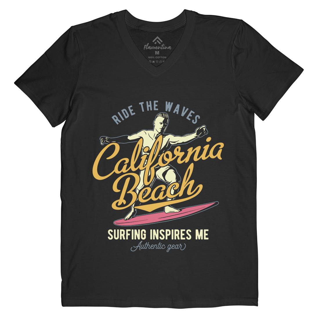 California Surfing Mens V-Neck T-Shirt Surf B351