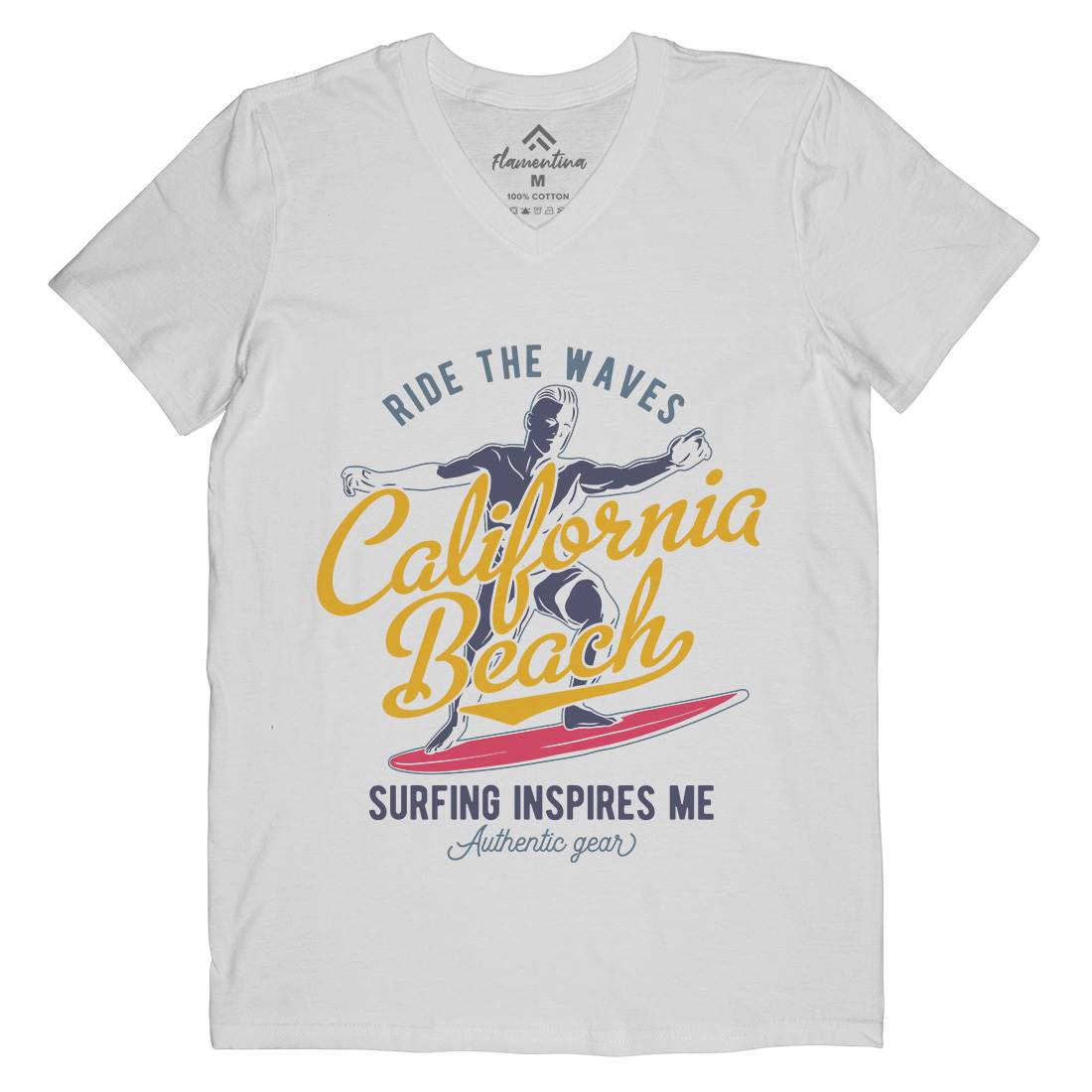 California Surfing Mens V-Neck T-Shirt Surf B351