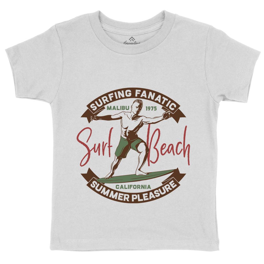 Malibu Surfing Kids Organic Crew Neck T-Shirt Surf B352