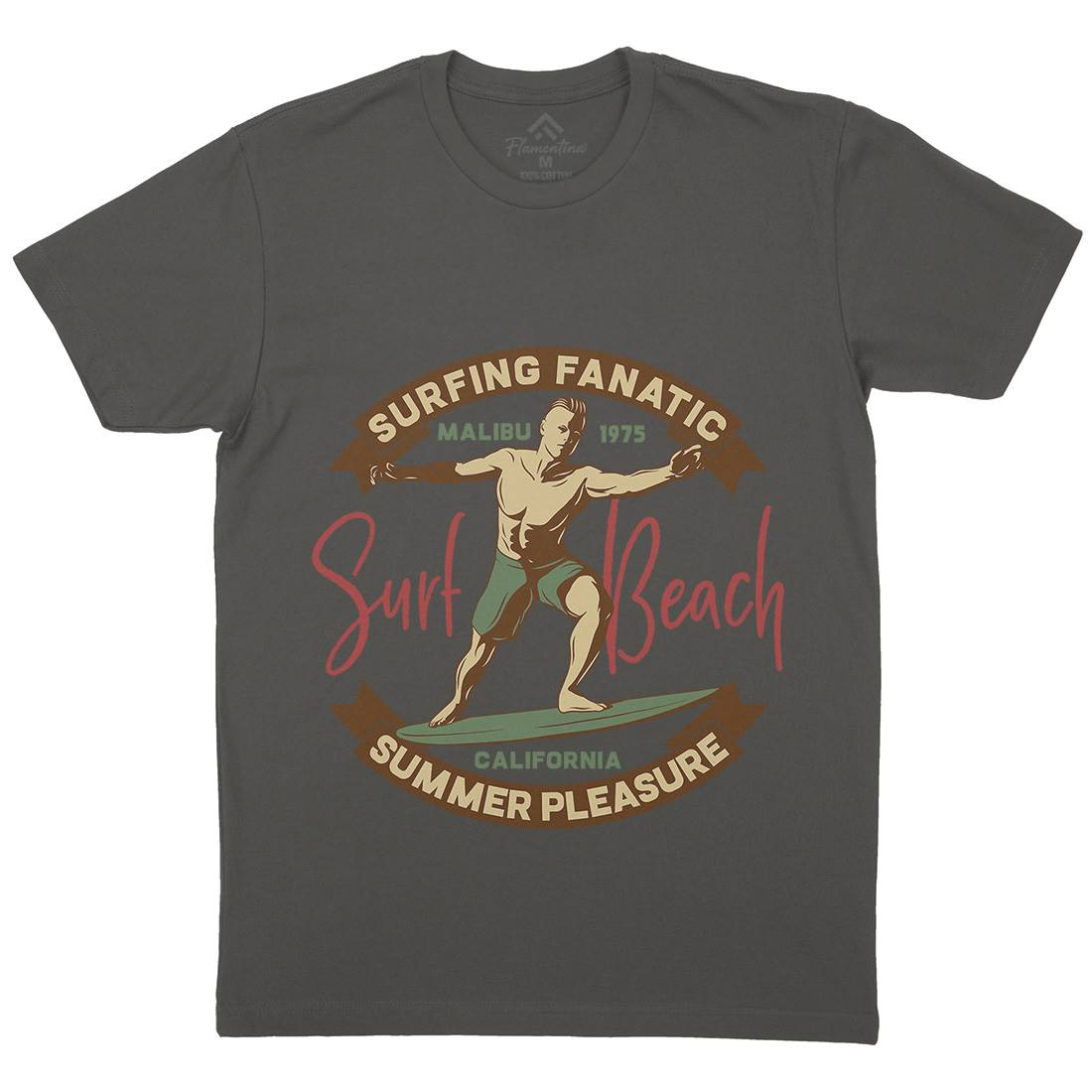 Malibu Surfing Mens Crew Neck T-Shirt Surf B352