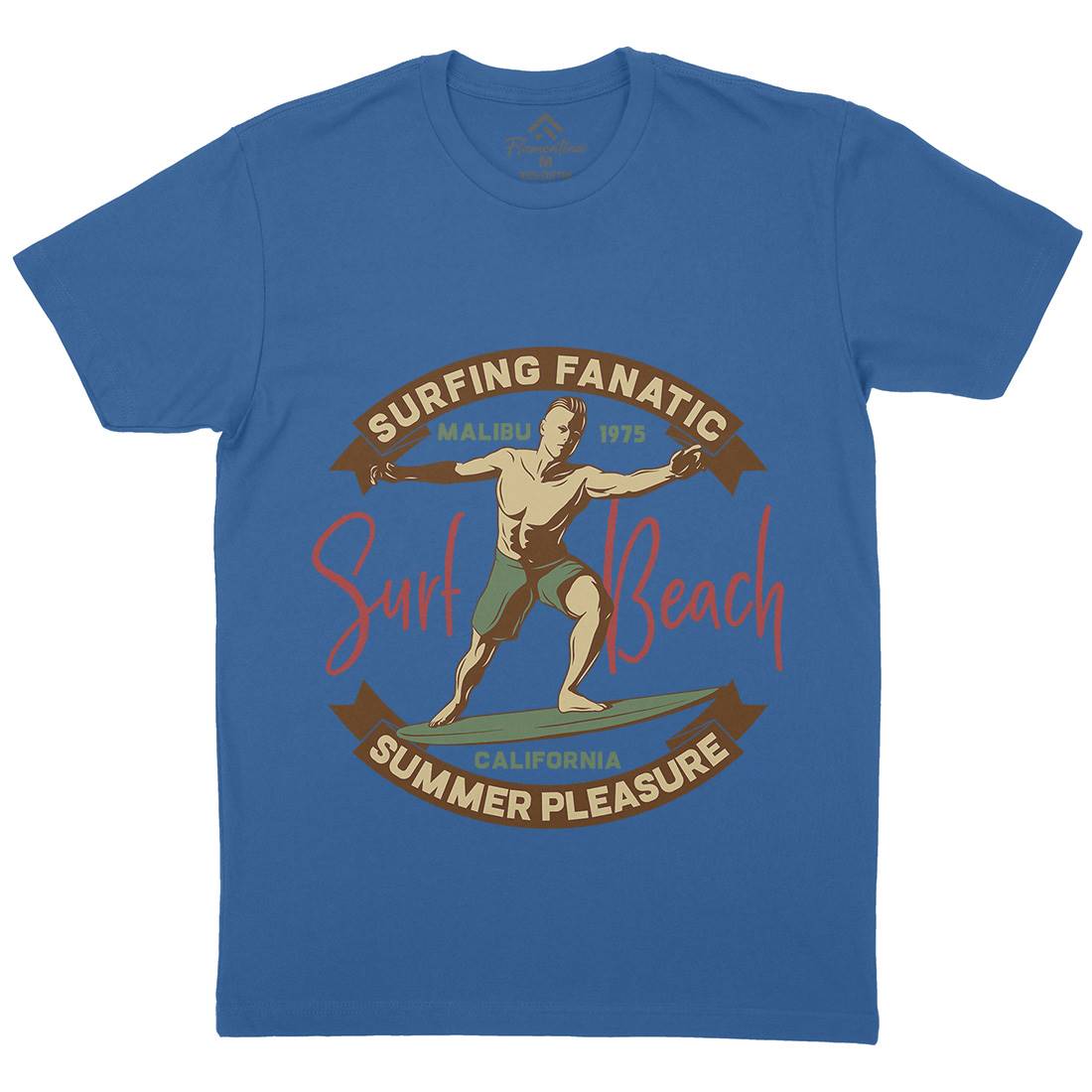 Malibu Surfing Mens Organic Crew Neck T-Shirt Surf B352