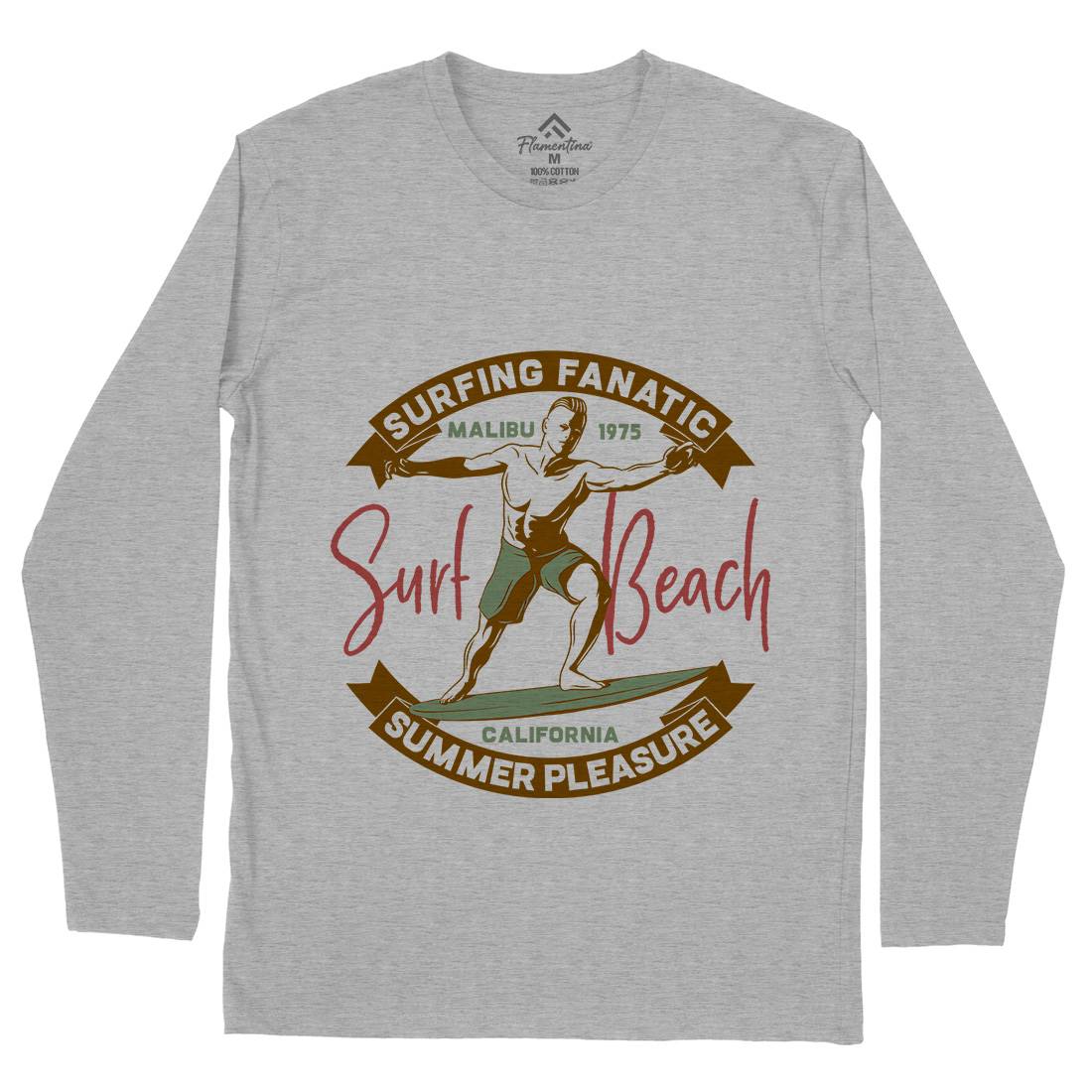 Malibu Surfing Mens Long Sleeve T-Shirt Surf B352