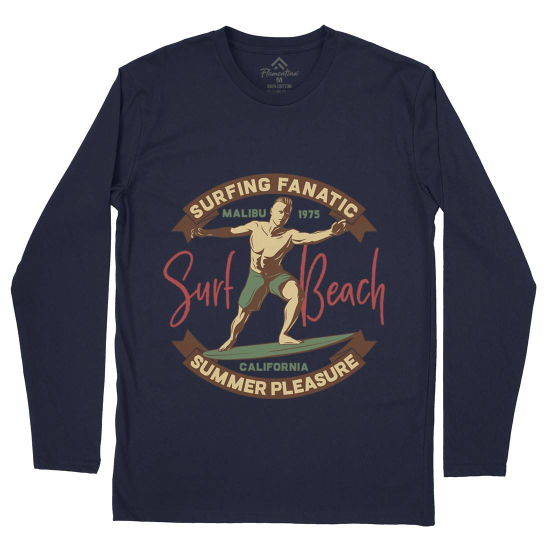 Malibu Surfing Mens Long Sleeve T-Shirt Surf B352