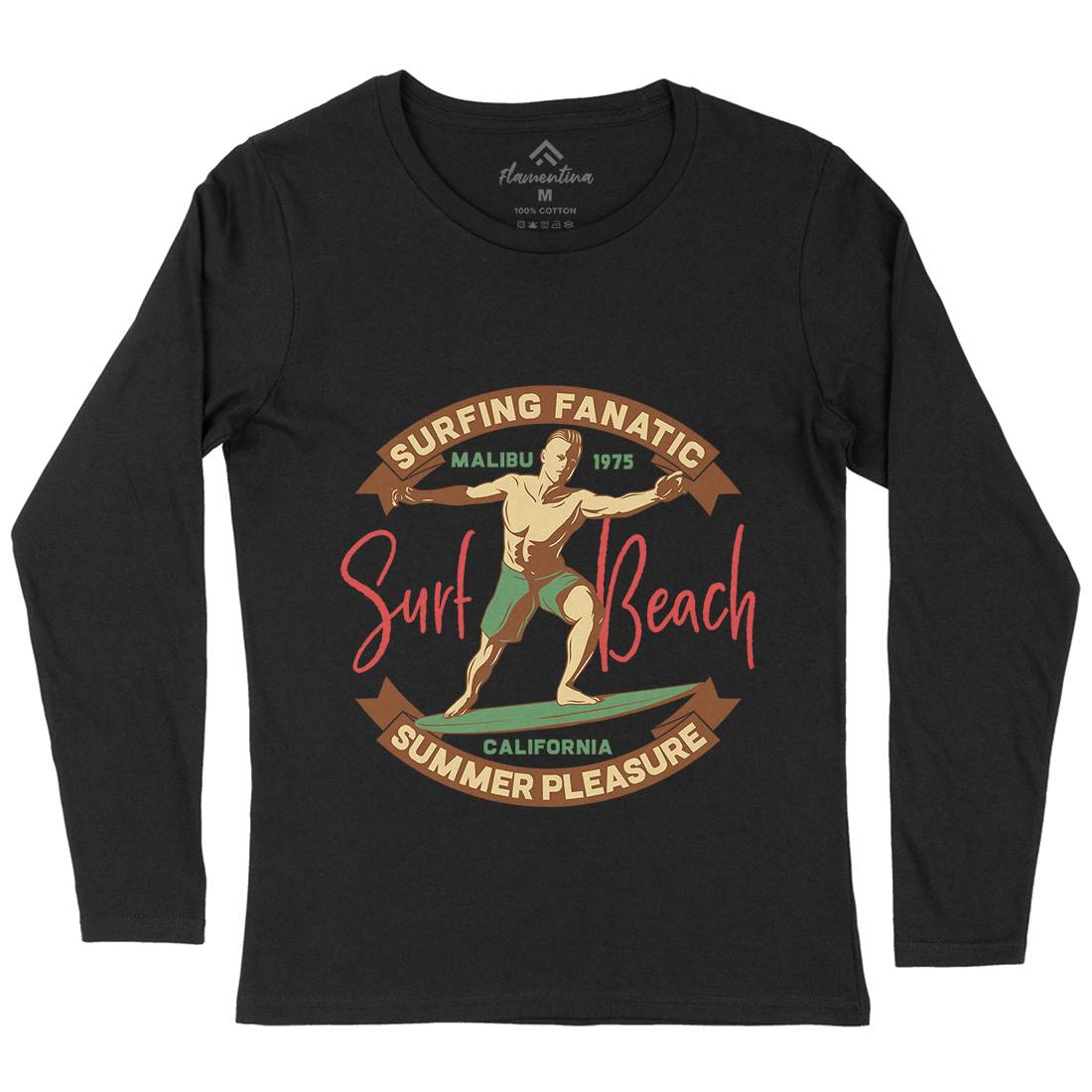 Malibu Surfing Womens Long Sleeve T-Shirt Surf B352