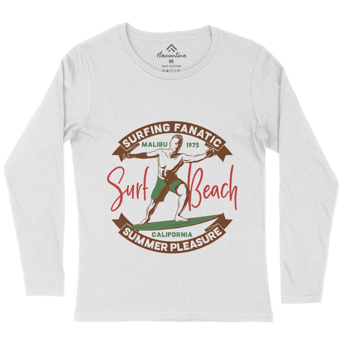 Malibu Surfing Womens Long Sleeve T-Shirt Surf B352