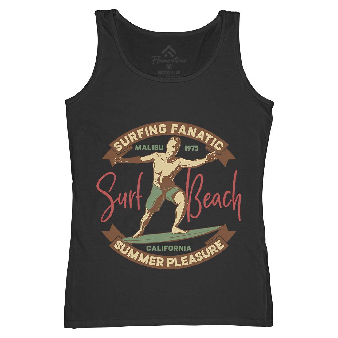 Malibu Surfing Womens Organic Tank Top Vest Surf B352