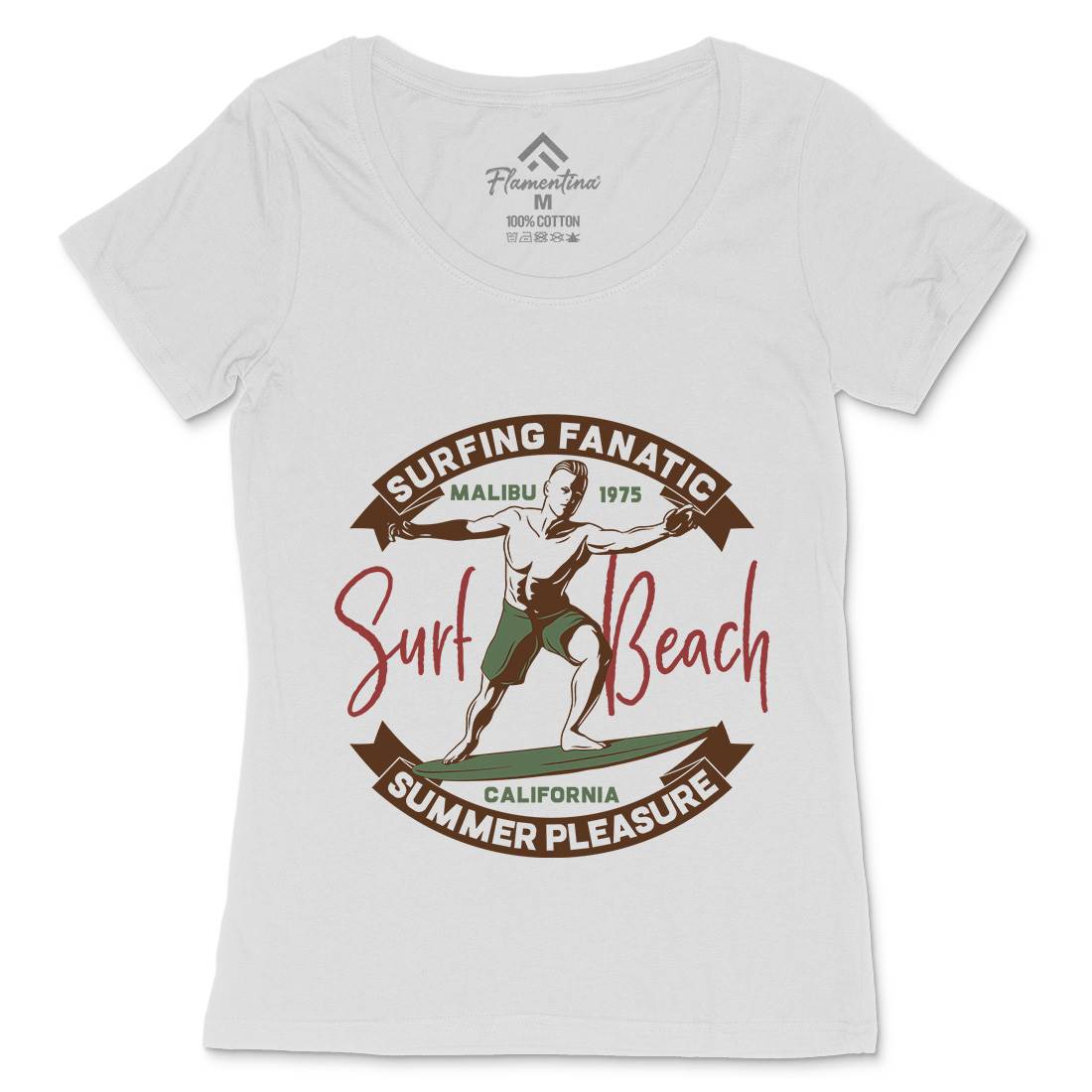 Malibu Surfing Womens Scoop Neck T-Shirt Surf B352
