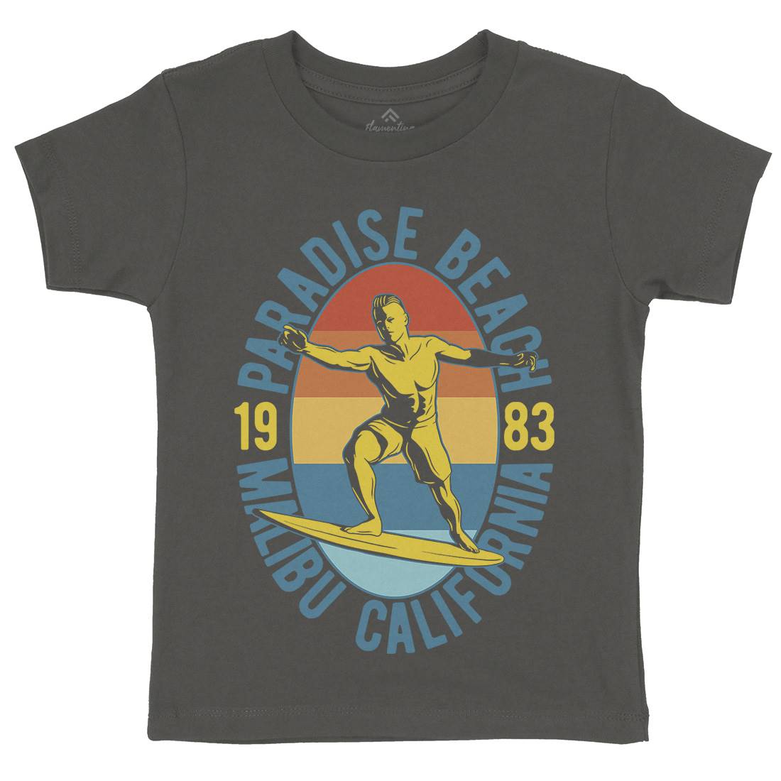 Malibu Surfing Kids Organic Crew Neck T-Shirt Surf B353