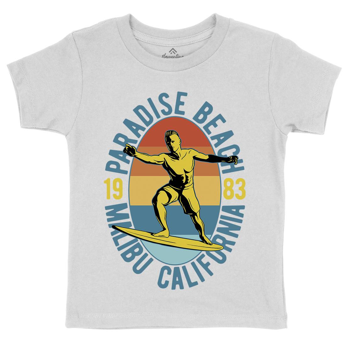 Malibu Surfing Kids Organic Crew Neck T-Shirt Surf B353