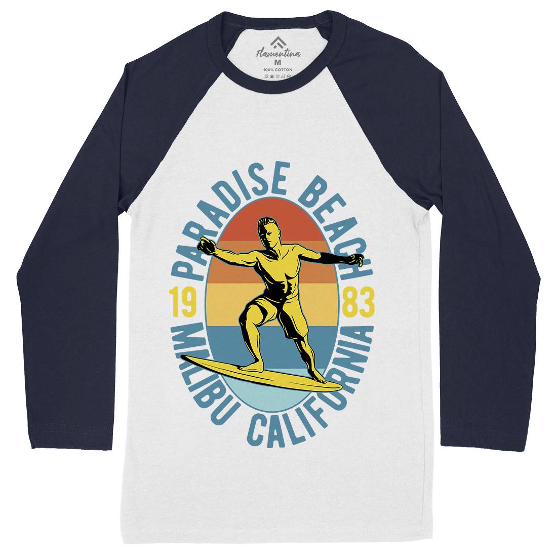 Malibu Surfing Mens Long Sleeve Baseball T-Shirt Surf B353
