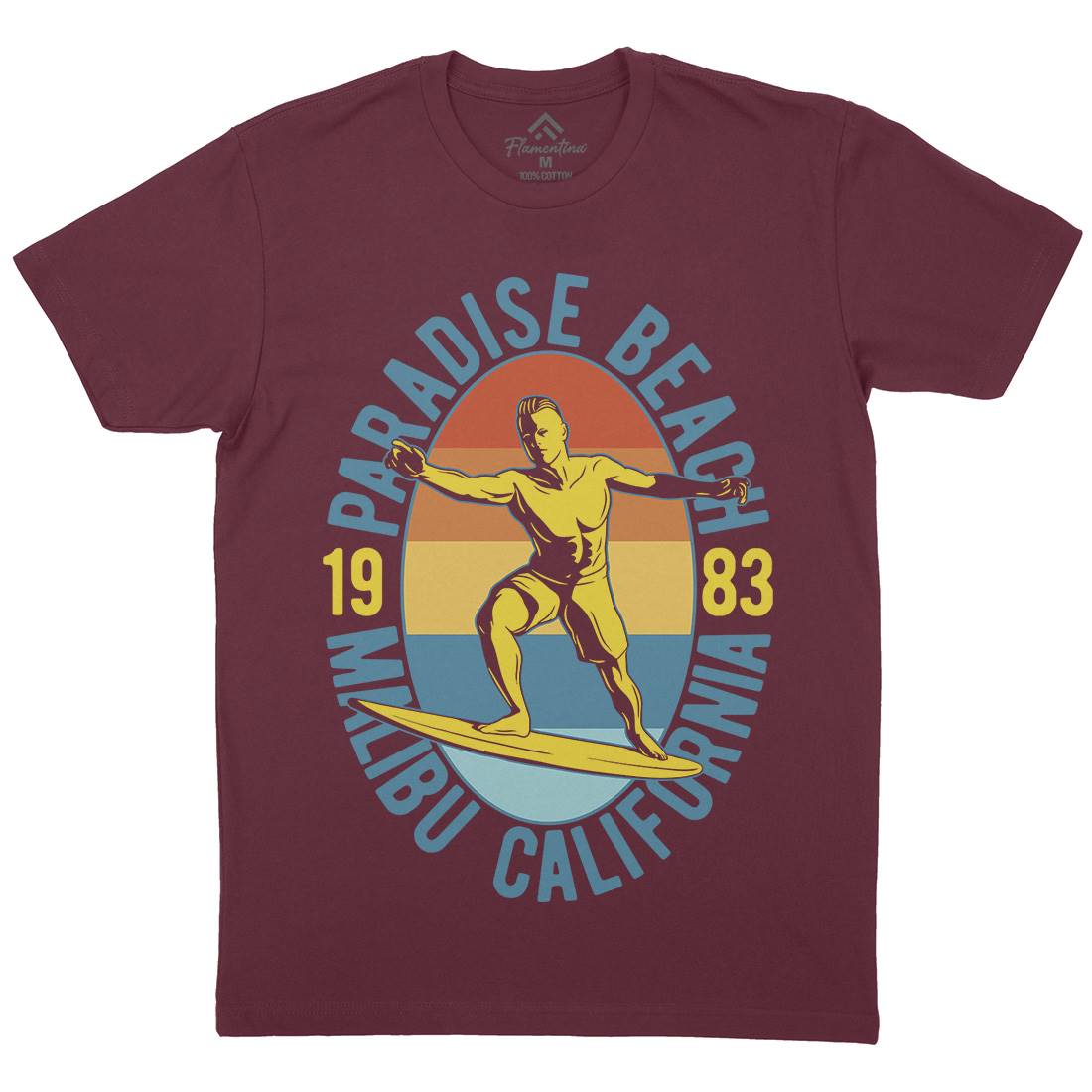 Malibu Surfing Mens Organic Crew Neck T-Shirt Surf B353