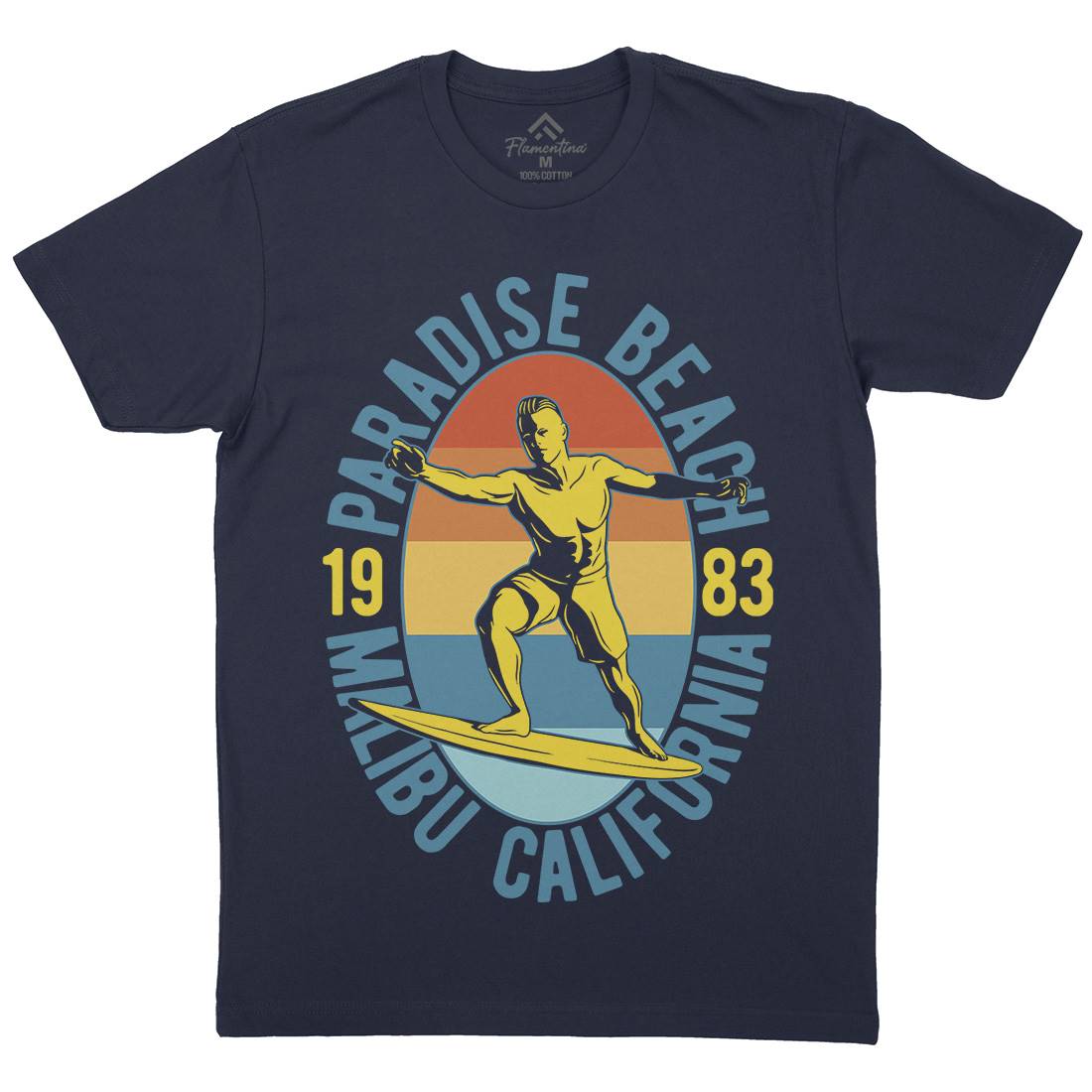Malibu Surfing Mens Crew Neck T-Shirt Surf B353
