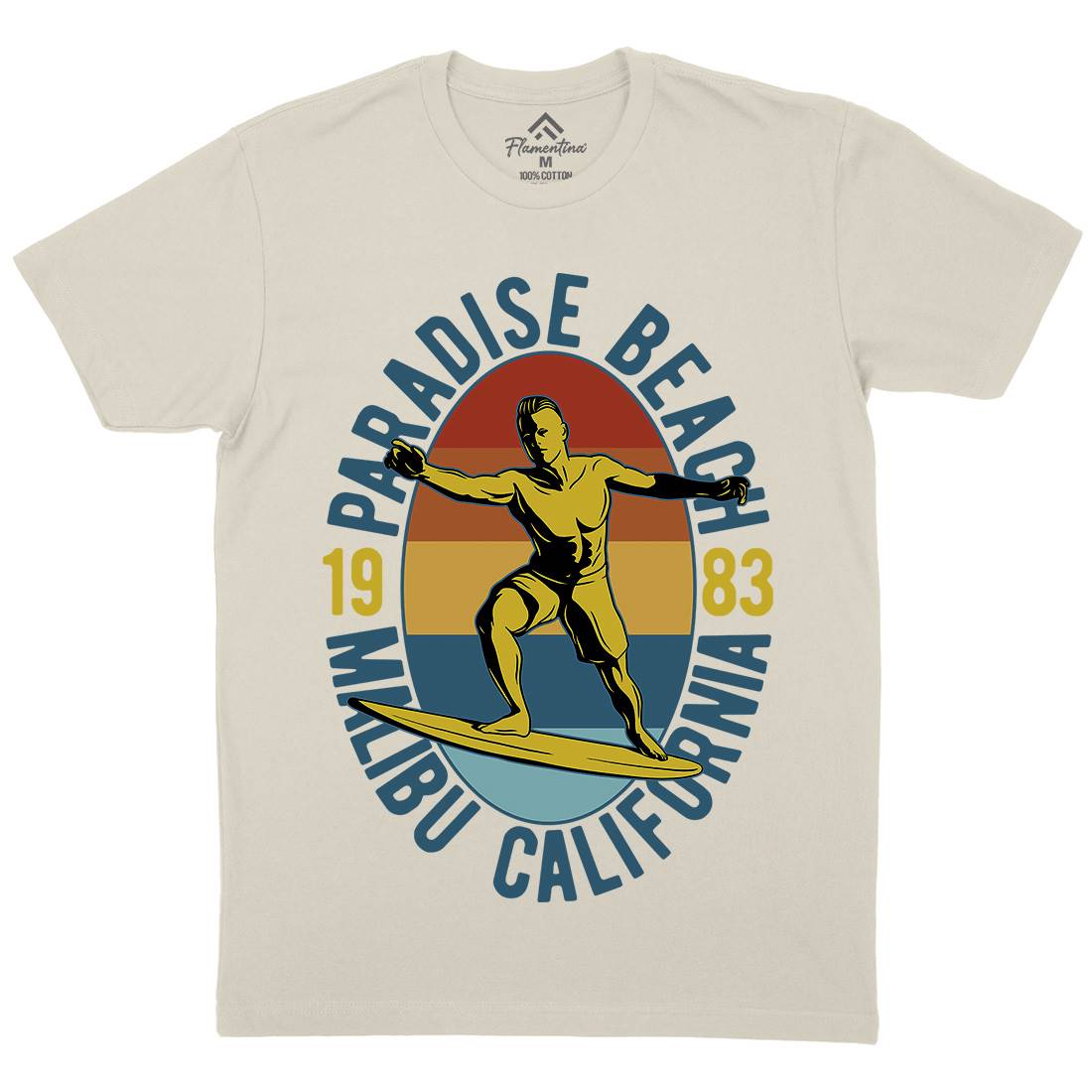 Malibu Surfing Mens Organic Crew Neck T-Shirt Surf B353