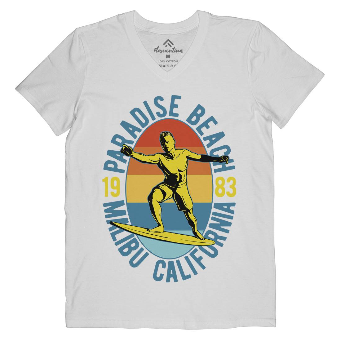 Malibu Surfing Mens V-Neck T-Shirt Surf B353