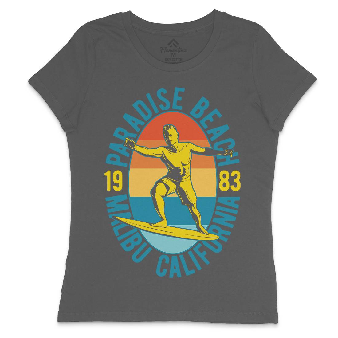Malibu Surfing Womens Crew Neck T-Shirt Surf B353