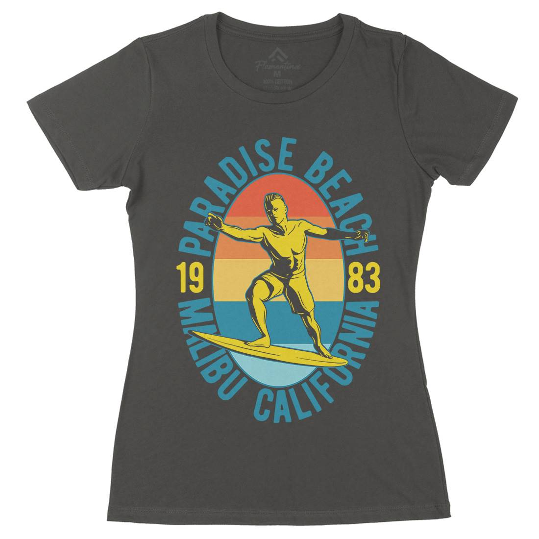 Malibu Surfing Womens Organic Crew Neck T-Shirt Surf B353