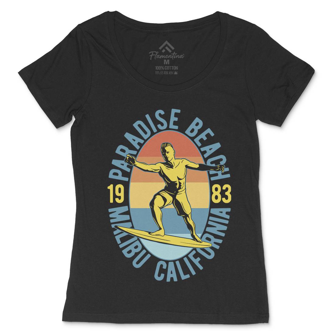 Malibu Surfing Womens Scoop Neck T-Shirt Surf B353