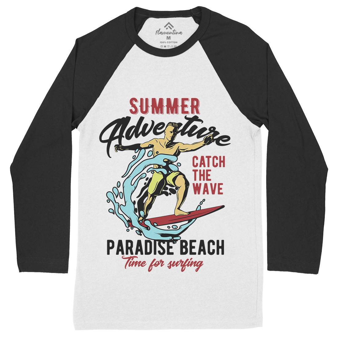Summer Surfing Mens Long Sleeve Baseball T-Shirt Surf B354