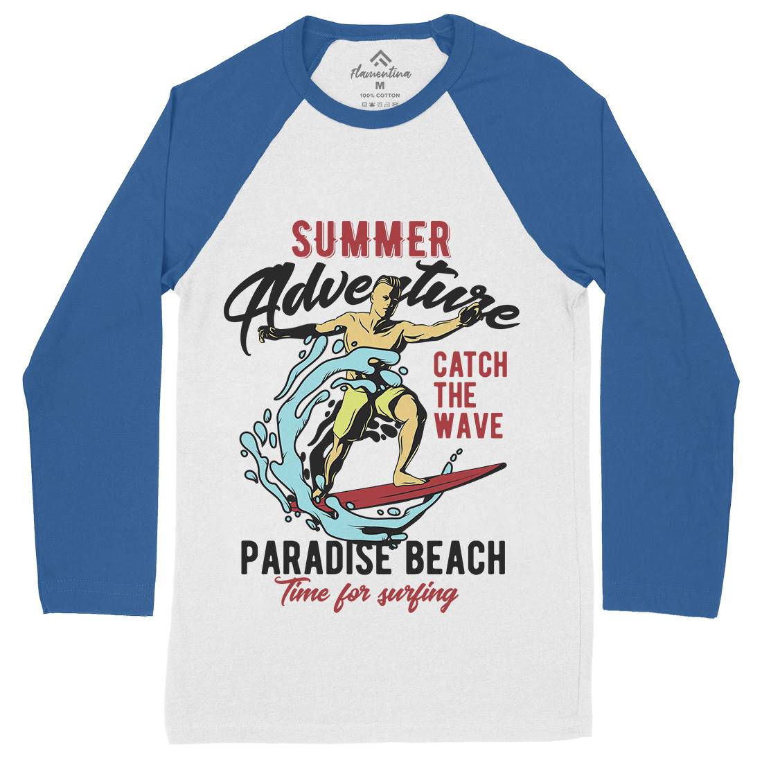 Summer Surfing Mens Long Sleeve Baseball T-Shirt Surf B354