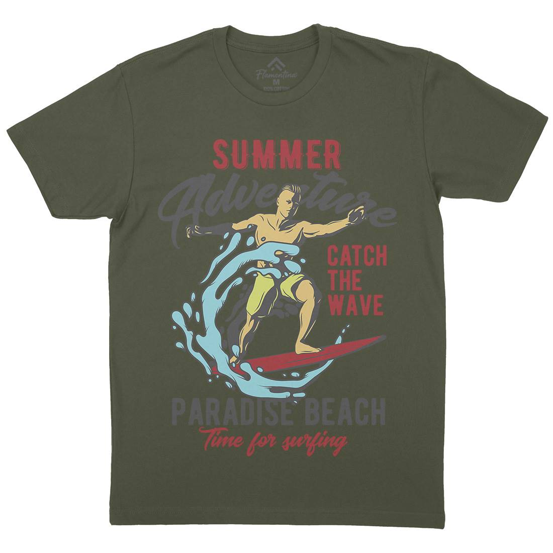Summer Surfing Mens Organic Crew Neck T-Shirt Surf B354