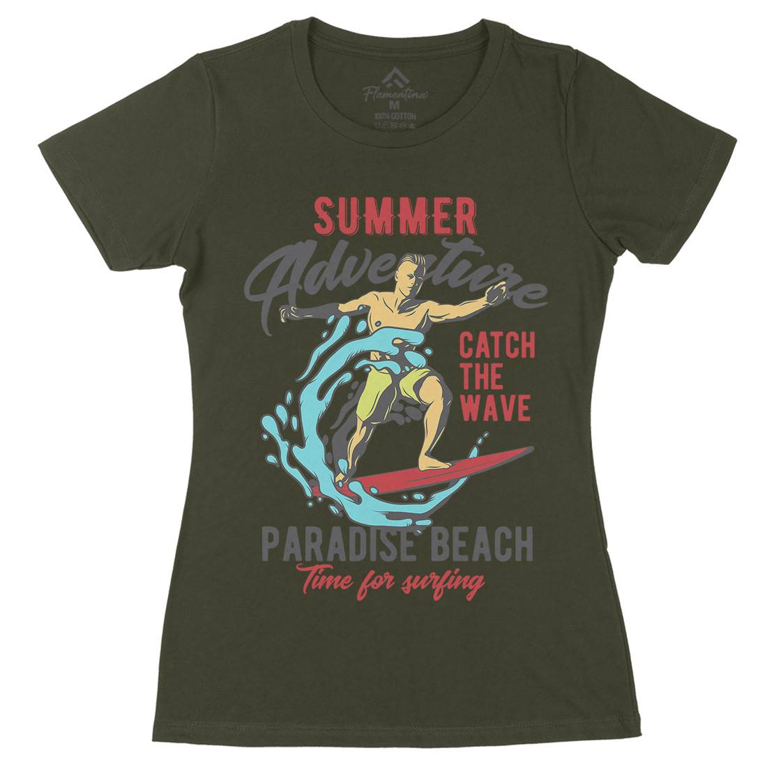 Summer Surfing Womens Organic Crew Neck T-Shirt Surf B354
