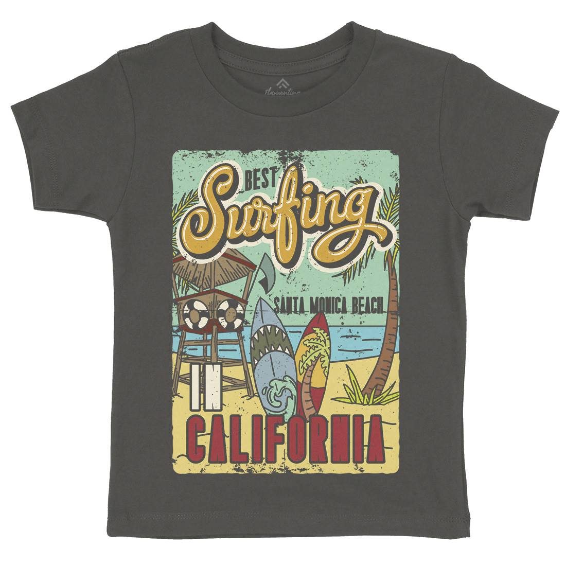 Santa Monica Surfing Kids Crew Neck T-Shirt Surf B355