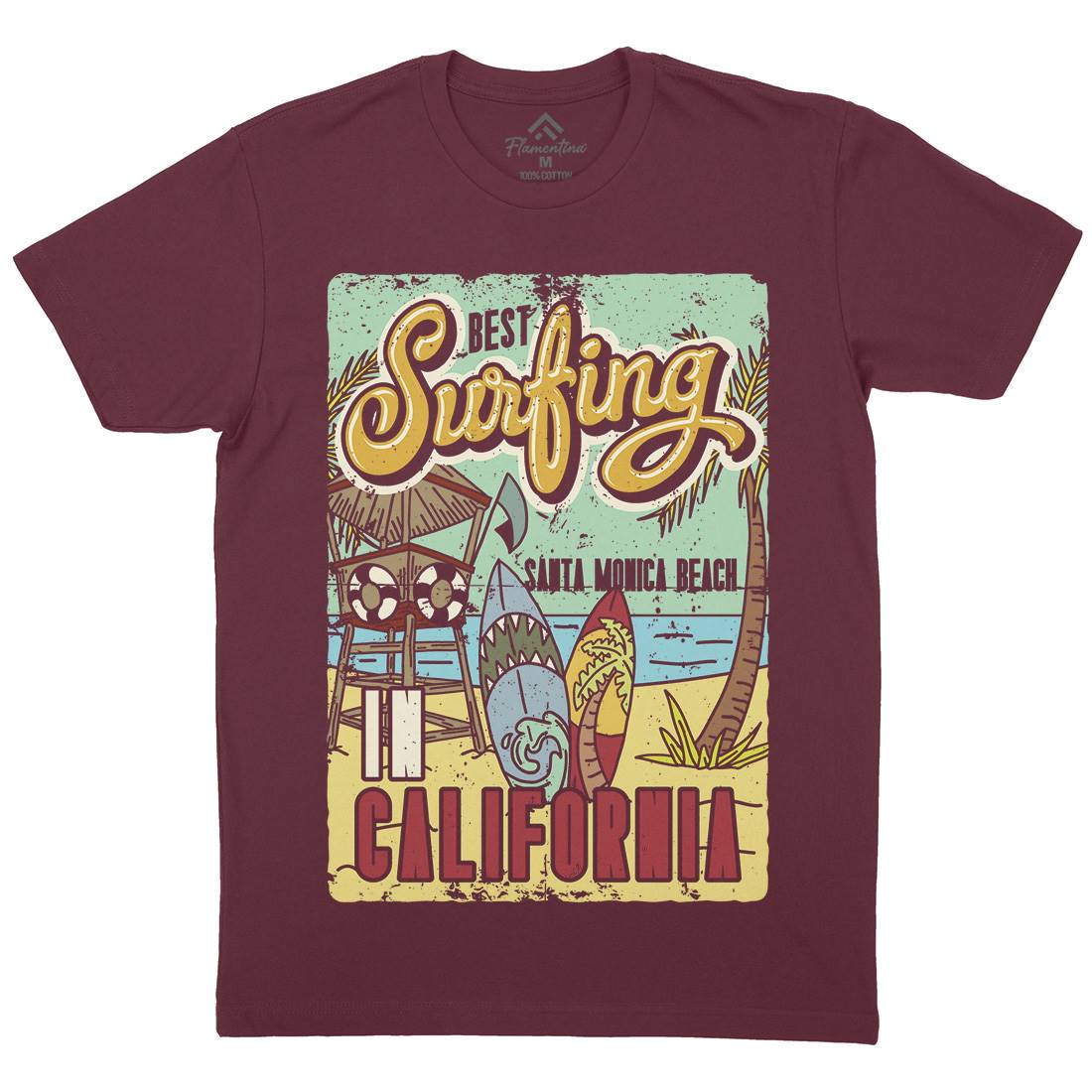 Santa Monica Surfing Mens Crew Neck T-Shirt Surf B355