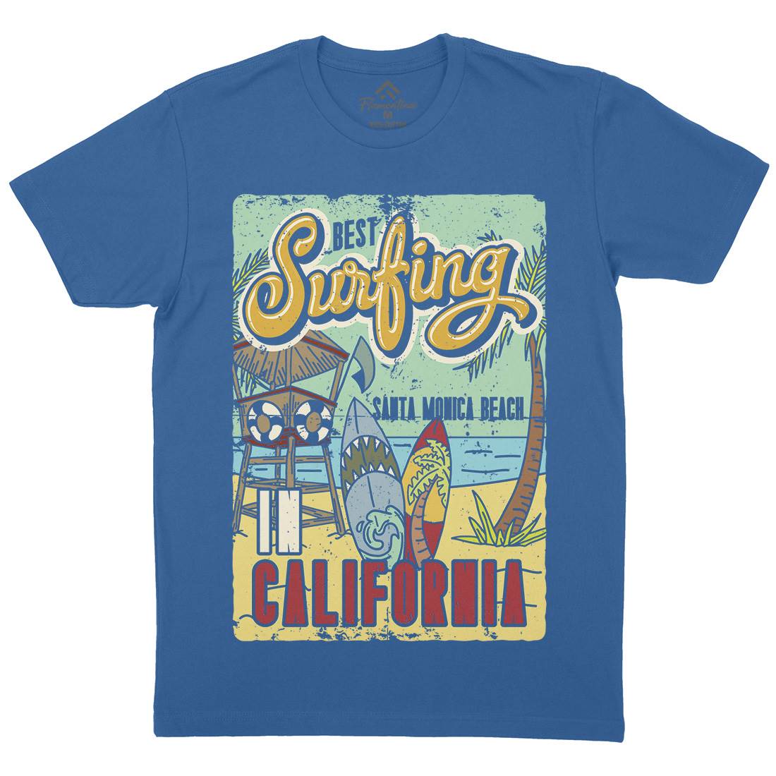 Santa Monica Surfing Mens Crew Neck T-Shirt Surf B355