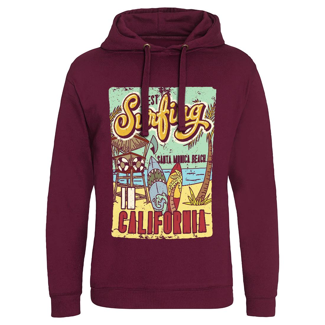 Santa Monica Surfing Mens Hoodie Without Pocket Surf B355