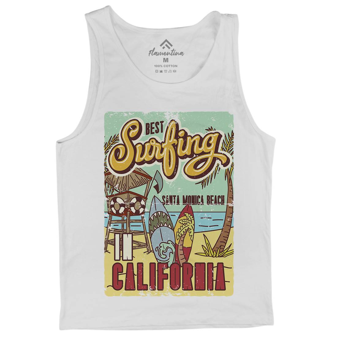 Santa Monica Surfing Mens Tank Top Vest Surf B355