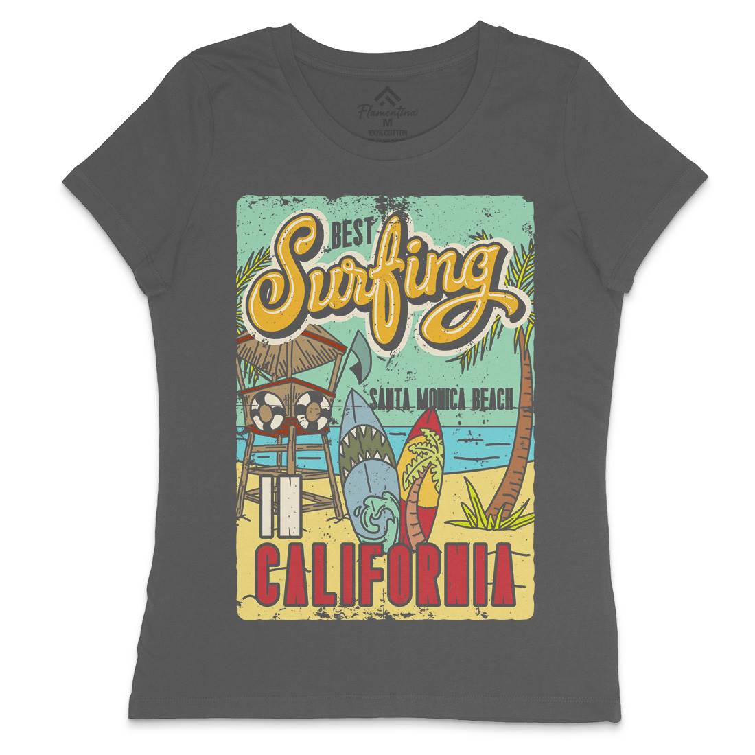 Santa Monica Surfing Womens Crew Neck T-Shirt Surf B355