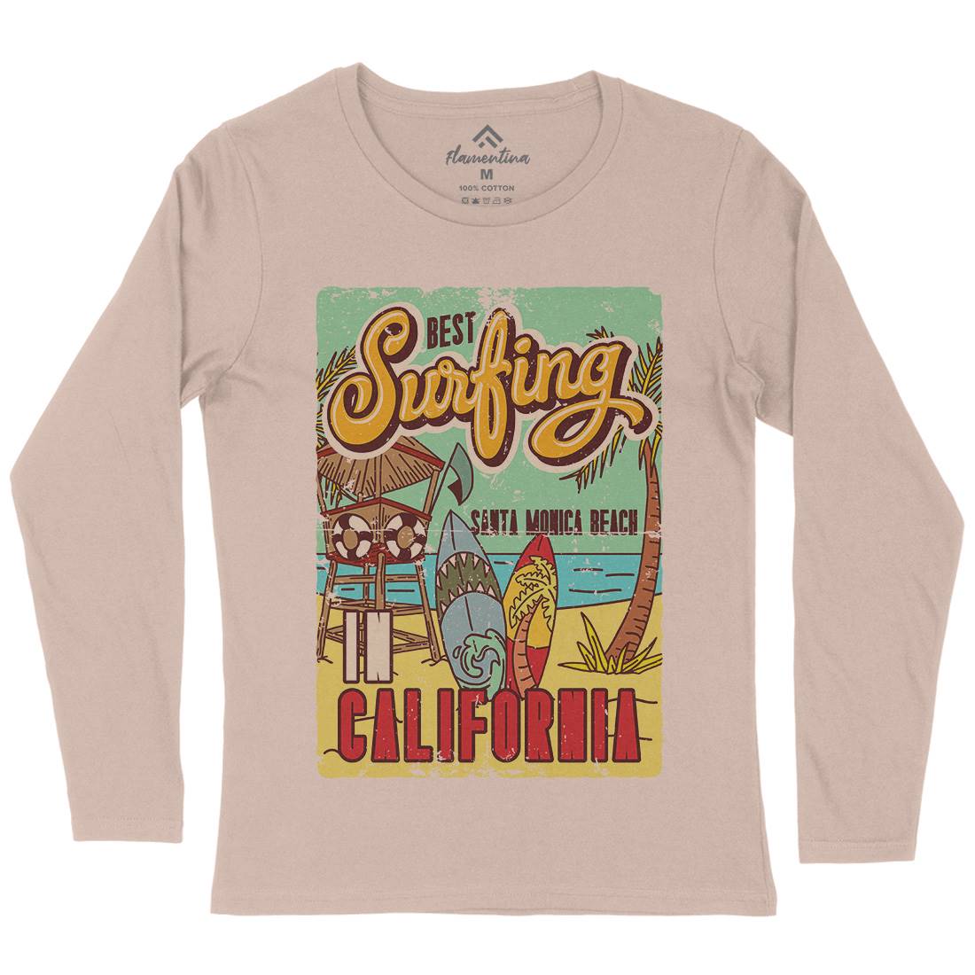 Santa Monica Surfing Womens Long Sleeve T-Shirt Surf B355