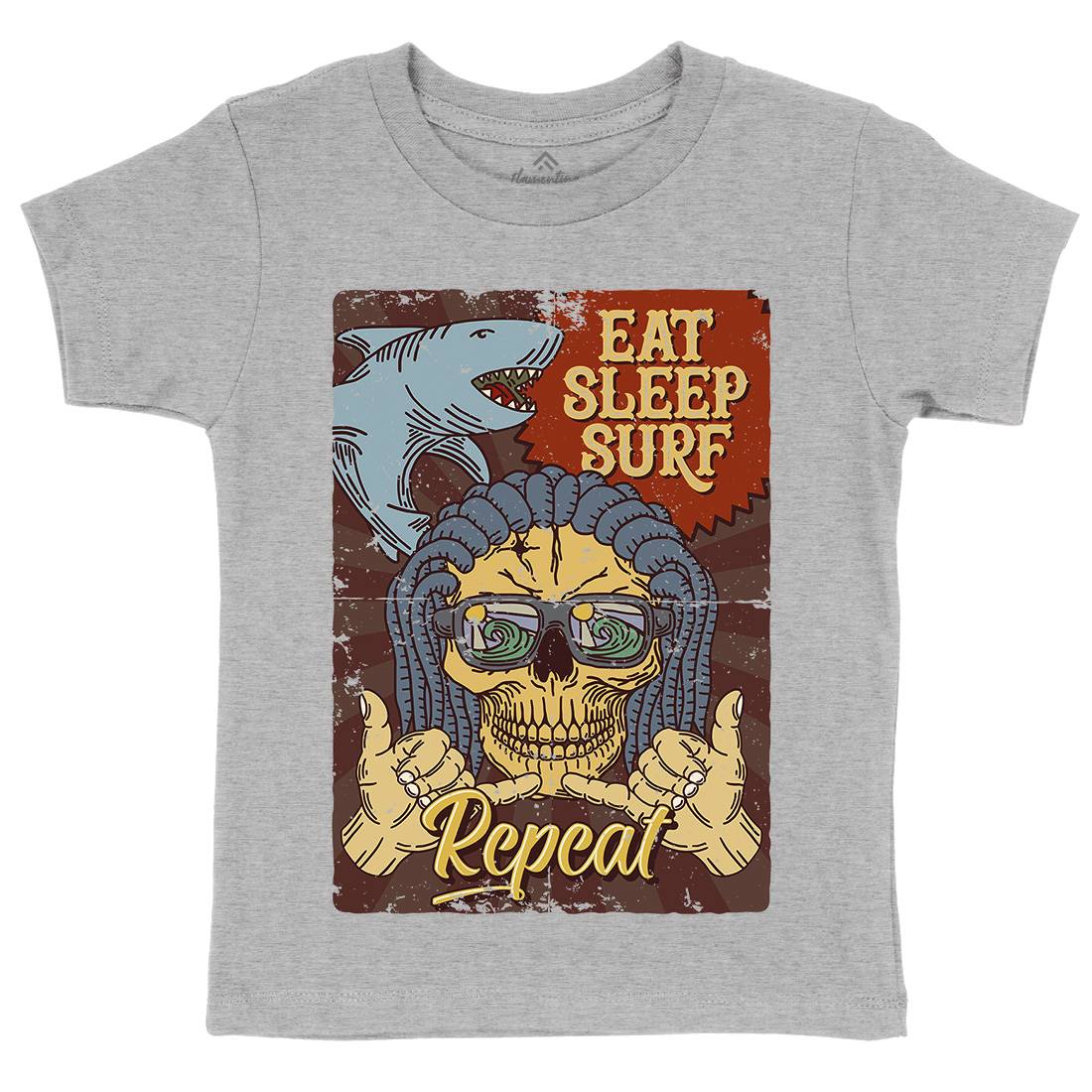 Eat Sleep Surfing Kids Crew Neck T-Shirt Surf B356
