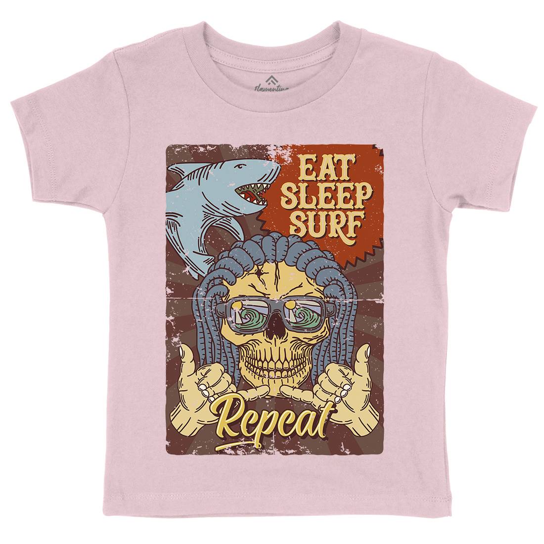Eat Sleep Surfing Kids Organic Crew Neck T-Shirt Surf B356