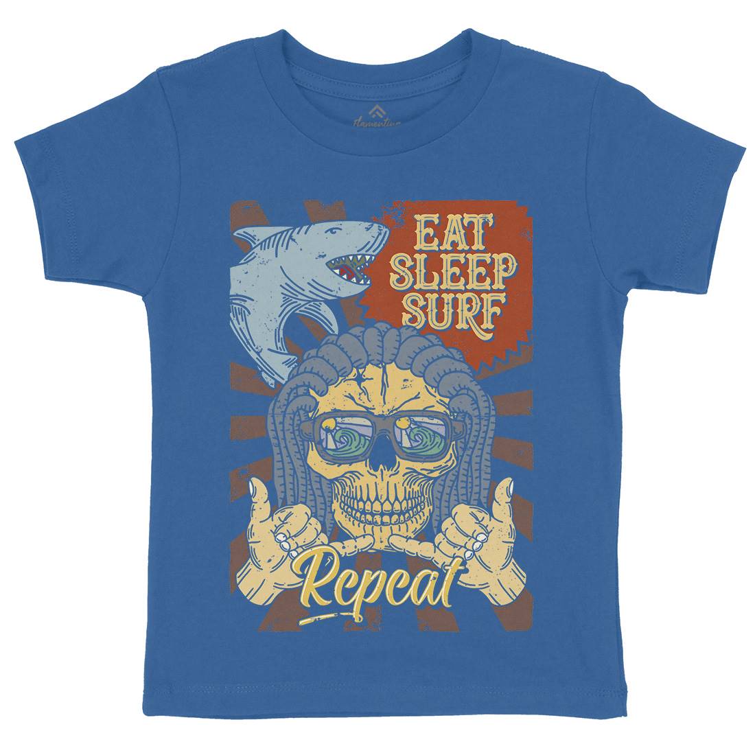 Eat Sleep Surfing Kids Organic Crew Neck T-Shirt Surf B356