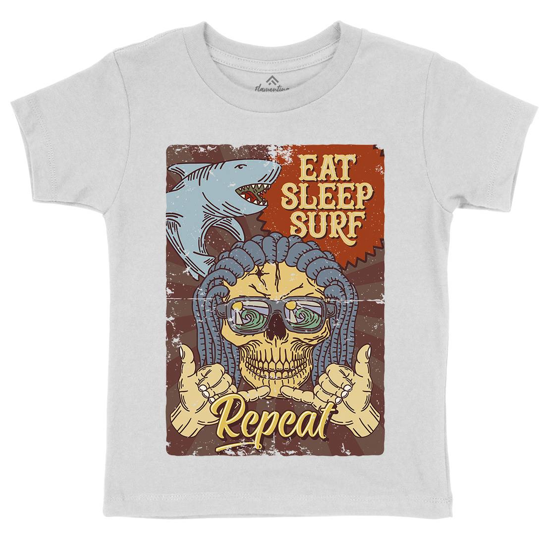 Eat Sleep Surfing Kids Crew Neck T-Shirt Surf B356